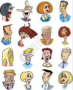 以漫画插图展示不同人的角色和情感图片