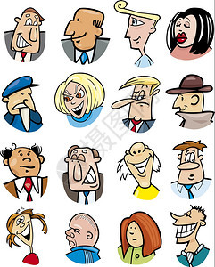 以漫画插图展示不同人的角色和情感图片