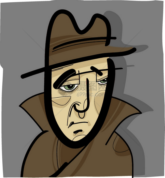 帽子上神秘男人的漫画插图图片