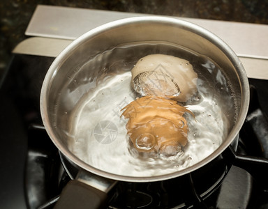 沸水中的两个鸡蛋不锈钢筋中的两个鸡蛋加在煤气桶中的两个不锈钢锅中的两个鸡蛋图片