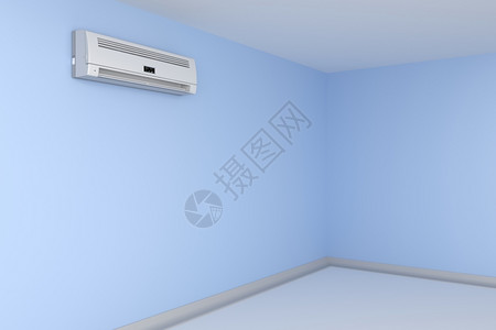 蓝色加湿器用空调冷却的房间背景