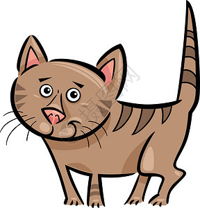 可爱棕色小猫或的漫画插图图片