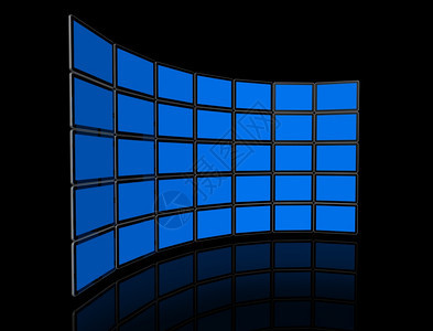 3d平面电视屏幕频墙在黑色上隔离有2条剪切路径全球场景剪切路径和以放置设计或图片平面电视屏幕频墙背景图片