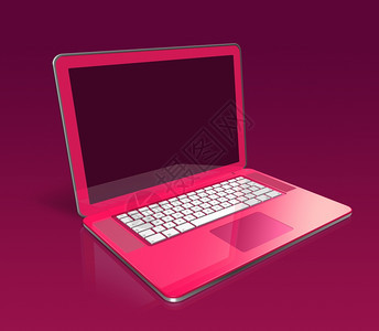 3台三维粉红色笔记本电脑以紫色背景与两条剪切路径屏幕和全球场景隔离3台维粉红色笔记本电脑以紫色背景隔离图片