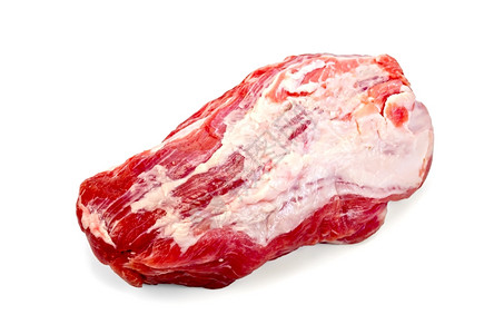 猪后腿肉白色背景上孤立的大块肉背景