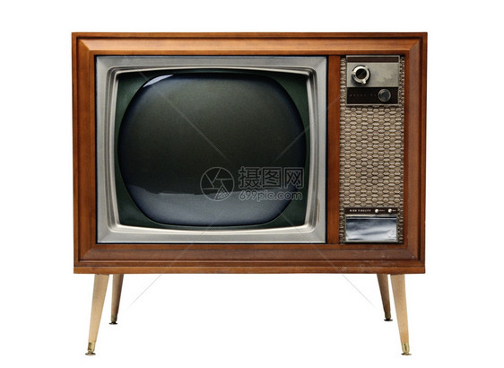 旧的tv组孤立于白色之上图片
