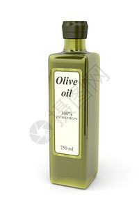 绿色石油白底的橄榄油瓶背景