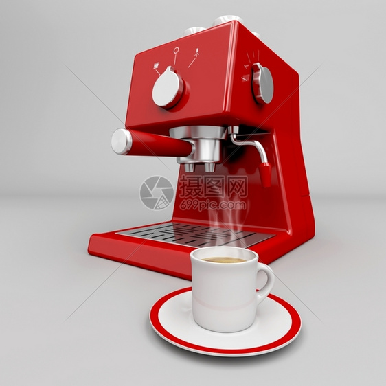 当着专业的咖啡机面热浓缩咖啡图片