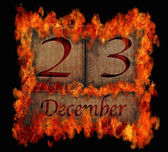 用燃烧的木制日历插图12月3日图片