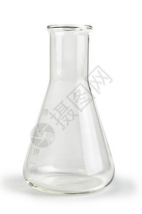 白色背景的空玻璃实验室用工具实验室玻璃瓶图片