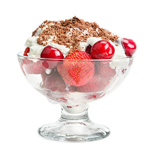 甜点水果和冰淇淋在白背景上隔离图片