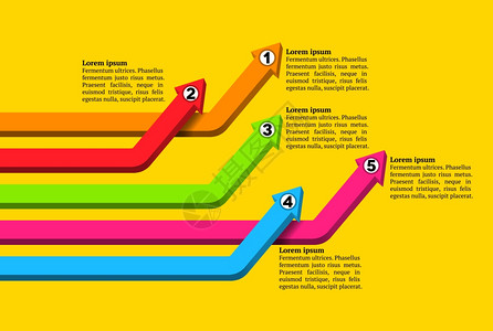 相交的多彩编号图表箭头向上升图片