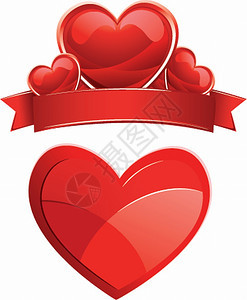 红心和丝带情人节日矢量插图图片