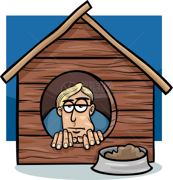 狗屋里的漫画幽默概念插图插画图片下载正版图片303255078摄图网