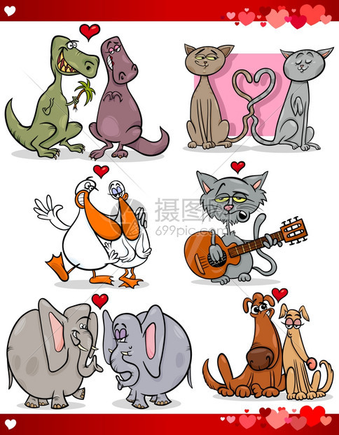 情人节卡通可爱的动物图片