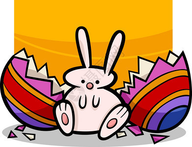 可爱的复活节兔子漫画插图图片