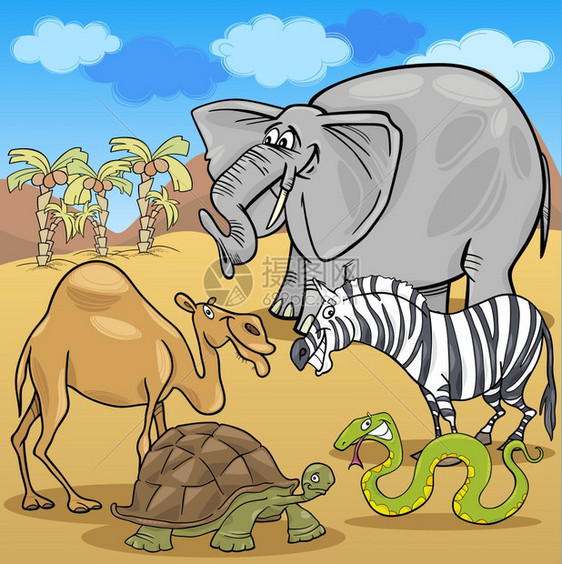 有趣的非洲野外动物群插图图片