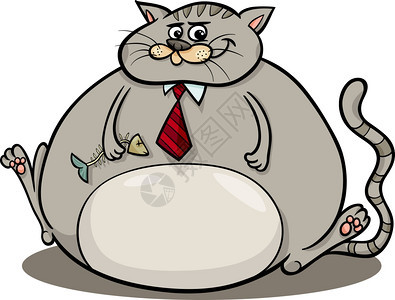 脂肪猫说或谚语的漫画幽默概念插图图片