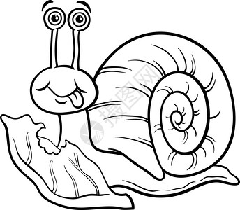 子夜生菜滑稽蜗牛软体动物用生菜叶作为彩色书籍插图插画
