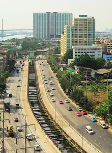 日落时Bangko公路的空中观察图片