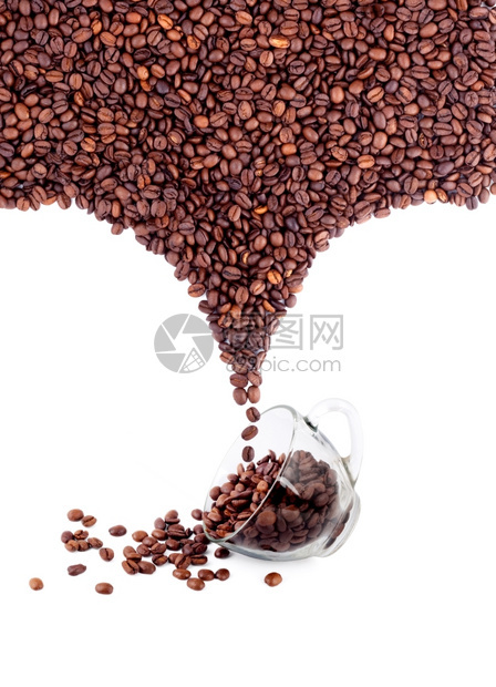a咖啡杯在白色背景上分离种子图片