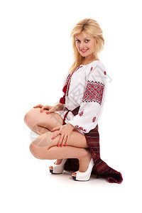 具有吸引力的妇女穿着乌克兰国服图片