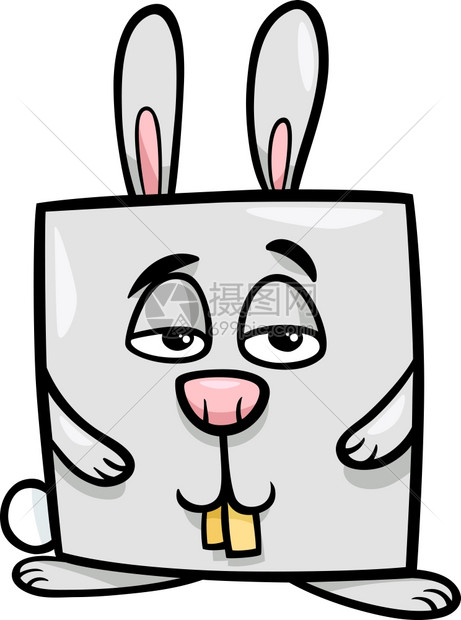 滑稽平方兔子字符的漫画插图