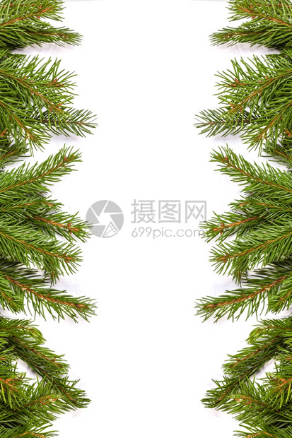 在白色背景上孤立的圣诞绿色框架图片
