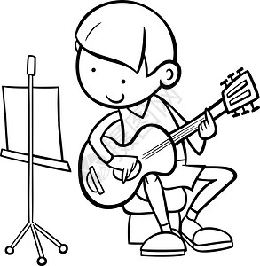 弹吉他小人简笔画图片