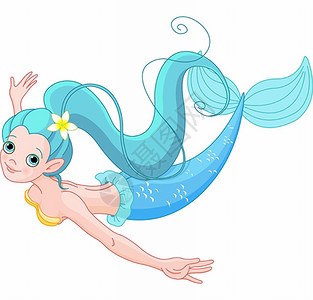 海军制服美女写真可爱的美人鱼游泳插画