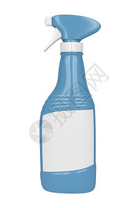 白背景上空标签的蓝色喷雾瓶图片
