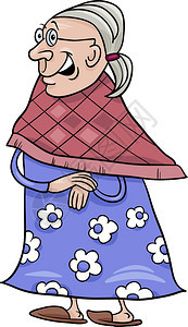 年长妇女或祖母的漫画插图图片
