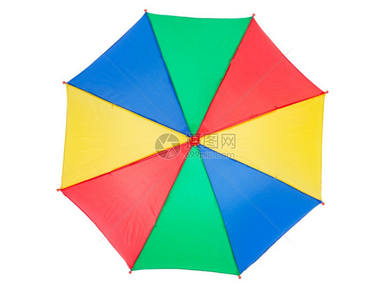 白隔开的彩色伞式顶视图图片