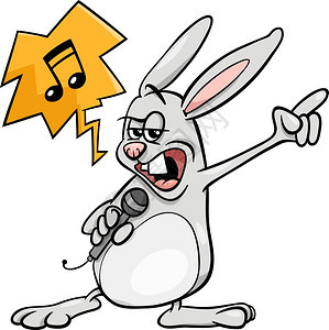 滑稽兔子唱摇滚歌曲的漫画插图图片