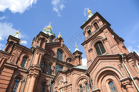 乌本斯基大教堂在芬京首府赫林斯基蓝天图片