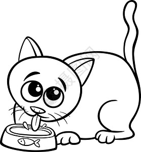 痘印斑彩色书籍碗中可爱猫从喝牛奶的可爱猫插图插画