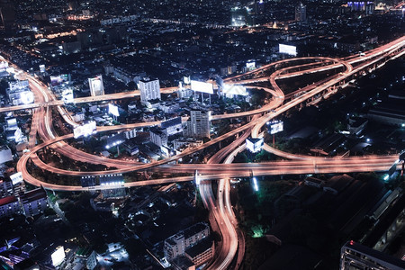 Bangko城市夜景鸟瞰图图片