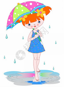 下雨天女孩拿着伞图片