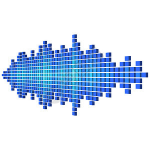 以立方体制成的3d蓝色声音波形图片