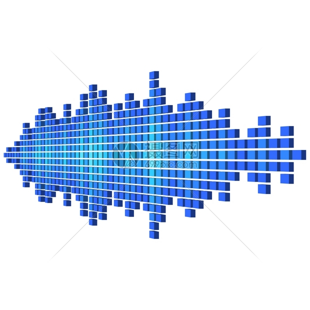以立方体制成的3d蓝色声音波形图片