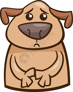 漫画插图笑狗表达悲伤的情绪或图片