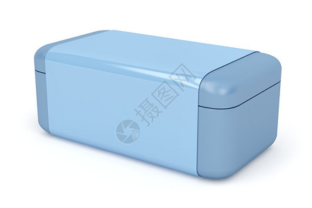 白色背景的蓝塑料盒子图片