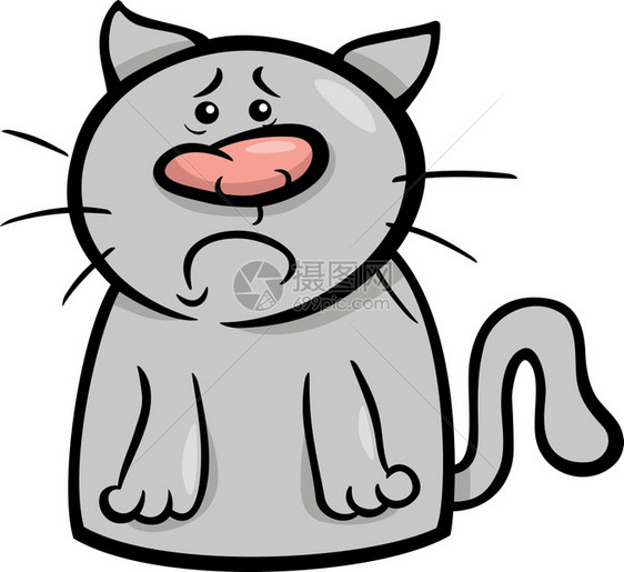 滑猫表达悲伤情绪的漫画插图图片