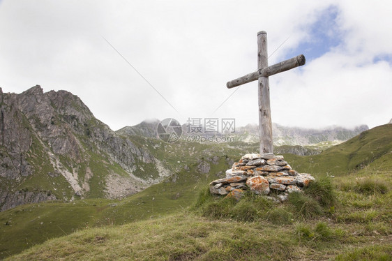 在法国地区高山的木制上图片