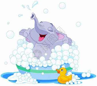可爱大象在洗澡图片