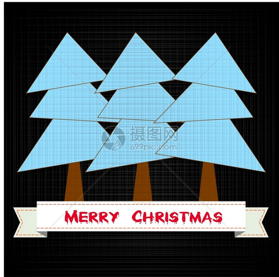 带有树和装饰品的古老圣诞卡Xma图片