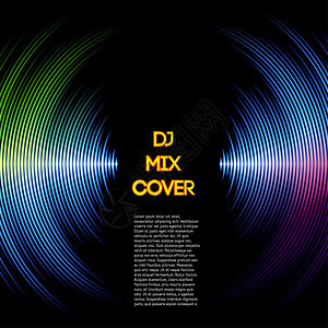 dj混合封面和音乐波形混在一起作为乙烯基槽图片