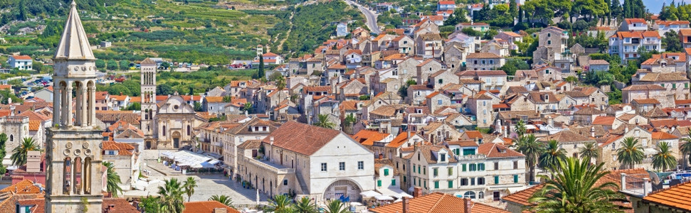 古老的岛屿城镇hvar建筑全景观dalmticroti图片