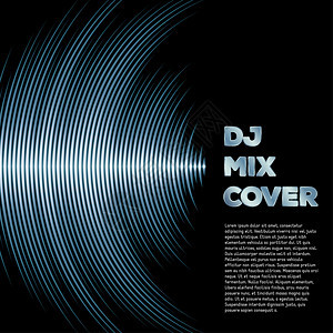 dj混合封面和音乐波形混在一起作为乙烯基槽背景图片