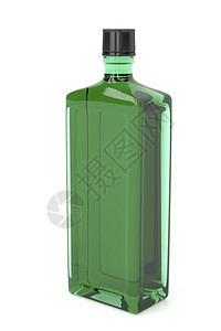 闪亮白色背景的绿酒瓶图片